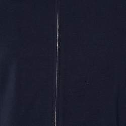 Prada Navy Blue Cotton Knit Hooded Jacket XL