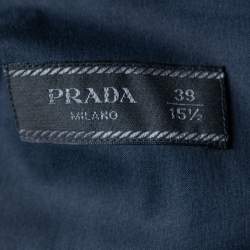 Prada Navy Blue Stretch Cotton Button Front Shirt M