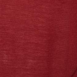 Pre Owned Prada Burgundy Wool Knit Mock Neck Short Sleeve Sweater S