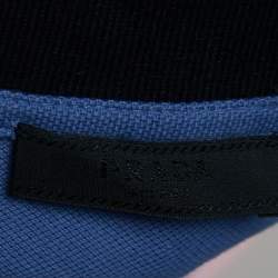 Prada Blue Cotton Pique Contrast Collar Polo T-Shirt L