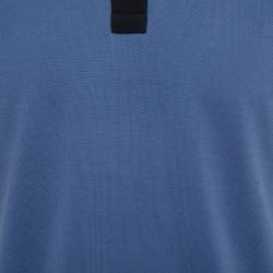 Prada Blue Cotton Pique Contrast Collar Polo T-Shirt L