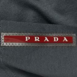 Prada Grey Cotton Contrast Collar Polo T-Shirt L
