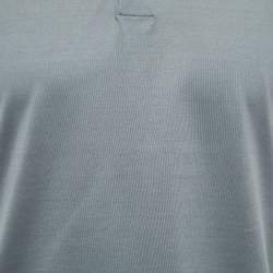 Prada Grey Cotton Contrast Collar Polo T-Shirt L