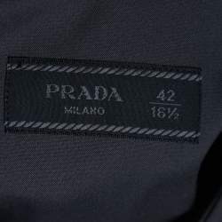 Prada Black Grey Cotton Button Front Full Sleeve Shirt XL