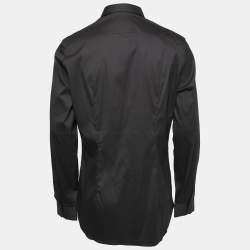 Prada Black Grey Cotton Button Front Full Sleeve Shirt XL