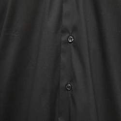 Prada Black Grey Cotton Button Front Full Sleeve Shirt XL
