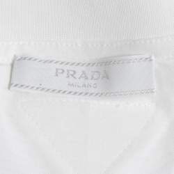 مملوكة مسبقًا Prada White Cotton Crew Neck Half Sleeve T-Shirt M