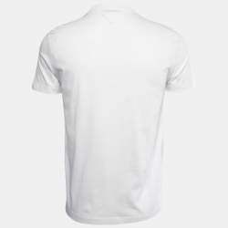 مملوكة مسبقًا Prada White Cotton Crew Neck Half Sleeve T-Shirt M