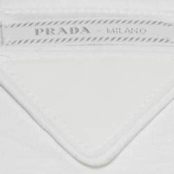 مملوكة مسبقًا Prada White Cotton Crew Neck Half Sleeve T-Shirt M