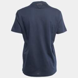 Pre Owned Prada Navy Blue Cotton Crewneck T-Shirt S