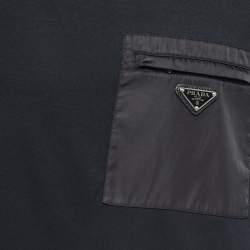 Prada Black Cotton Pocket Detailed Crew Neck Half Sleeve T-Shirt XL