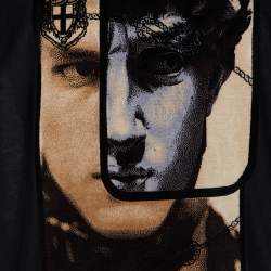 مملوكة مسبقًا Prada Black Cotton Knit Velour Pattern T-Shirt XL