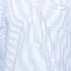مملوكة مسبقًا Prada Blue Striped Cotton Button Down Full Sleeve Shirt L