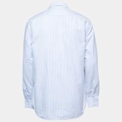مملوكة مسبقًا Prada Blue Striped Cotton Button Down Full Sleeve Shirt L
