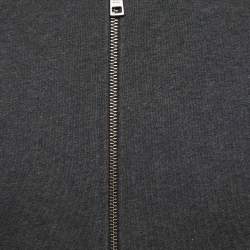 Pre Owned Prada Dark Grey Cotton Knit Zip Front Hooded Jacket M