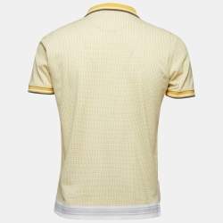 Prada Yellow Patterned Cotton Pique Polo T-Shirt M