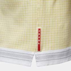 Prada Yellow Patterned Cotton Pique Polo T-Shirt M