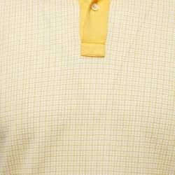 Prada Yellow Patterned Cotton Pique Polo T-Shirt M