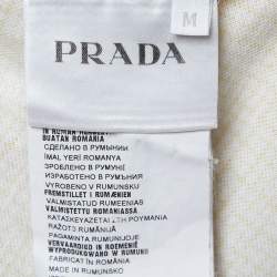 Prada Yellow Patterned Cotton Pique Polo T-Shirt M
