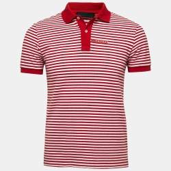 Prada Red Striped Cotton Pique Polo T Shirt M Prada TLC