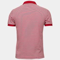 Prada Red Striped Cotton Pique Polo T-Shirt M