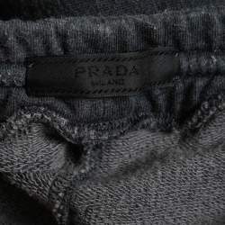 Pre Owned Prada Grey Cotton Knit Drawstring Joggers M