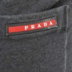 Pre Owned Prada Grey Cotton Knit Drawstring Joggers M