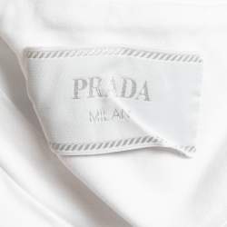 Prada White Cotton Triangle Logo Crewneck T-Shirt 2XL