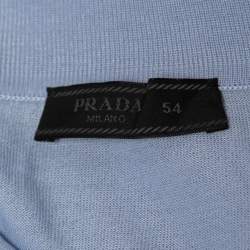 Prada Light Blue Wool Knit Polo T-Shirt 2XL
