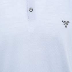 Prada Light Blue Wool Knit Polo T-Shirt 2XL