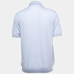 Prada Light Blue Wool Knit Polo T-Shirt 2XL