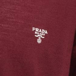 Prada Burgundy Wool Knit Polo T-Shirt 2XL
