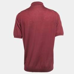 Prada Burgundy Wool Knit Polo T-Shirt 2XL