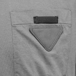 Pre Owned Prada Grey Cotton Pocket Logo Detail Crew Neck Half Sleeve T-Shirt 3XL
