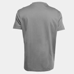 Pre Owned Prada Grey Cotton Pocket Logo Detail Crew Neck Half Sleeve T-Shirt 3XL