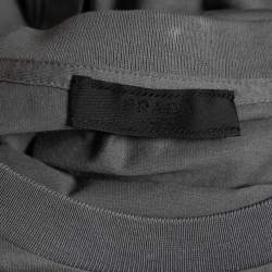Pre Owned Prada Grey Cotton Pocket Logo Detail Crew Neck Half Sleeve T-Shirt 3XL
