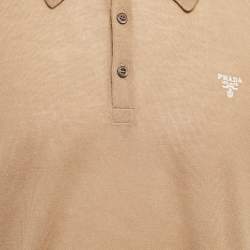 Prada Camel Brown Cashmere Logo Embroidered Polo T-Shirt XXL