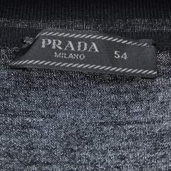 Pre Owned Prada Black Wool Zip Detail Polo T-Shirt XXL