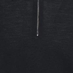 Pre Owned Prada Black Wool Zip Detail Polo T-Shirt XXL