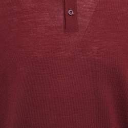 Pre Owned Prada Burgundy Wool Polo T-Shirt XXL