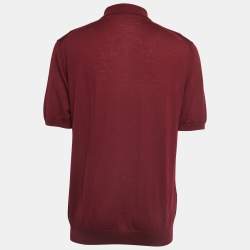 Pre Owned Prada Burgundy Wool Polo T-Shirt XXL