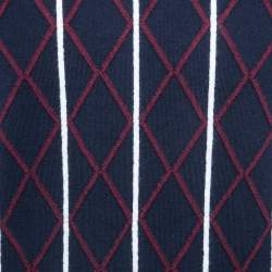 Pre Owned Prada Navy Blue Patterned Wool Crew Neck Pullover XXL