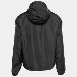 Prada Black Nylon Zip Front Hooded Jacket L