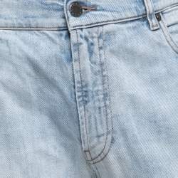 Prada Blue Washed & Ripped Denim Tight Fit Jeans M Waist 30"