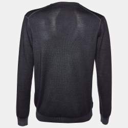 Prada Black Wool Knit V-Neck Sweater L