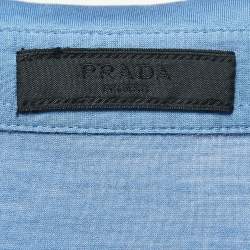 Prada Blue Cotton Logo Pocket Detailed Polo T-Shirt M