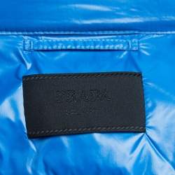 Prada Blue Quilted Nylon Logo Patch Zip Front Down Jacket L