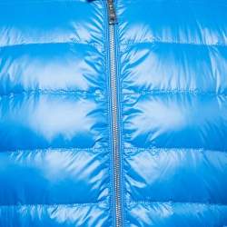 Prada Blue Quilted Nylon Logo Patch Zip Front Down Jacket L