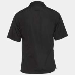 Pre Owned Prada Black Cotton Pocket Detail Short Sleeve Shirt M