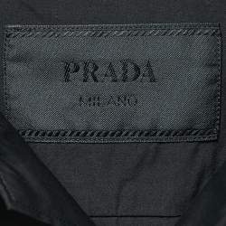 Pre Owned Prada Black Cotton Pocket Detail Short Sleeve Shirt M